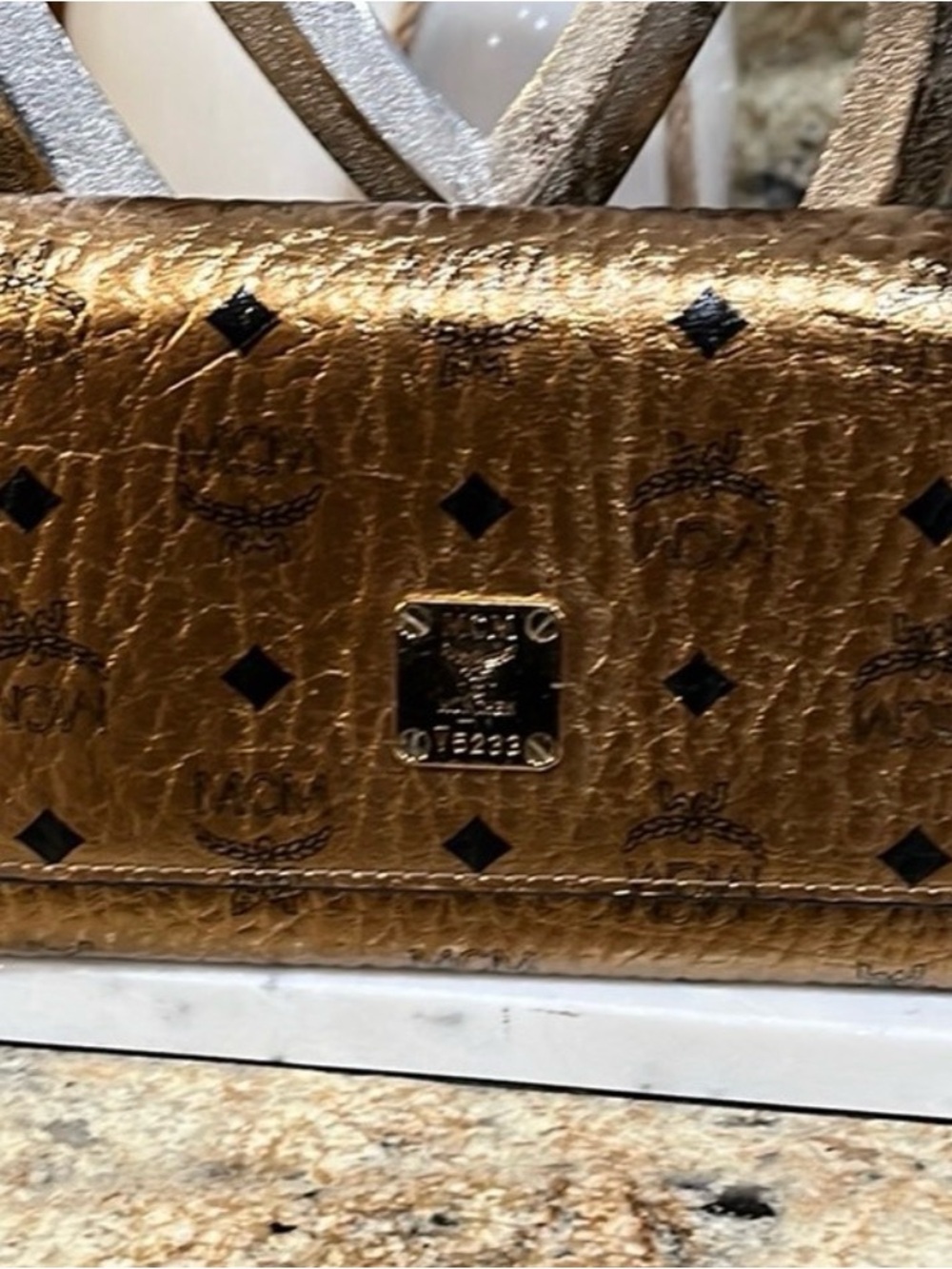 MCM  Metallic Gold Leather Wallet
